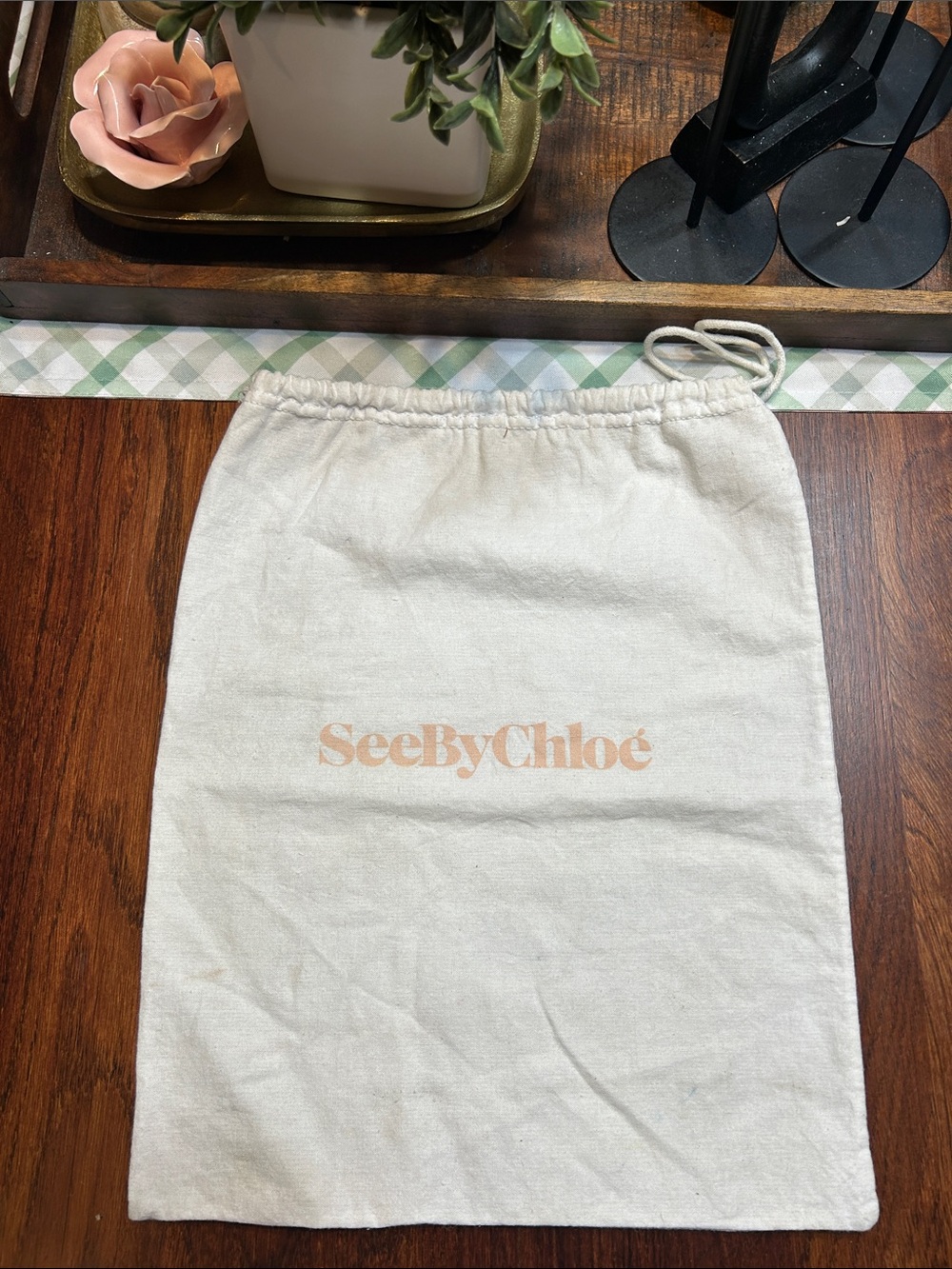 See By Chloé Cream Logo Drawstring Dust Bag